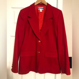 Vintage Pendleton Red Wool Blazer Gold Crest Buttons Made USA 100% Virgin Wool